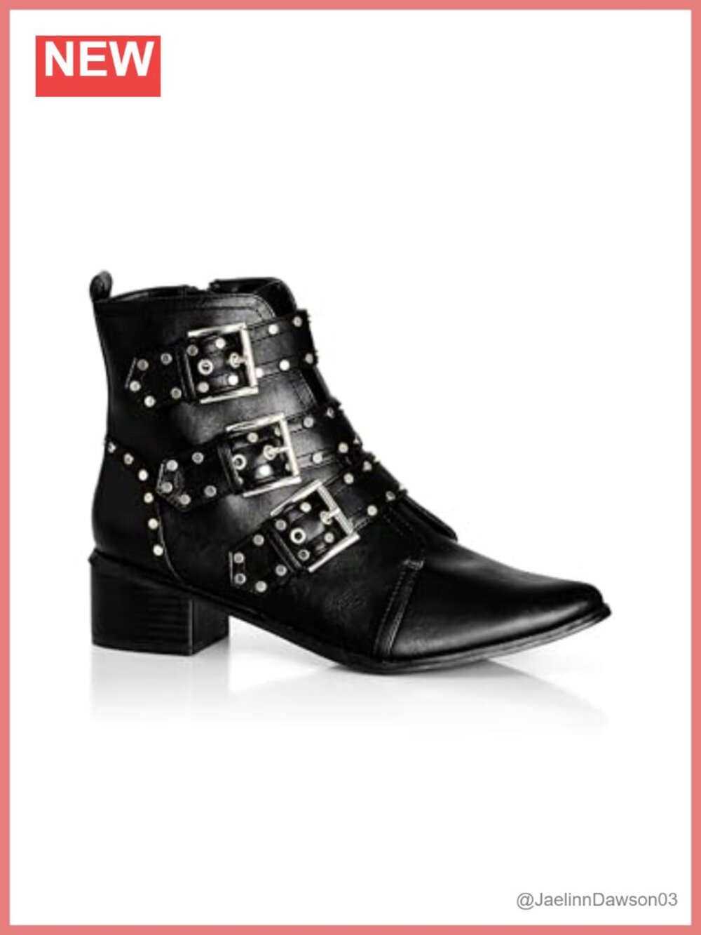 City Chic Women's Wide Calf Ankle Boots - Pointed Toe Faux Leather Block Heel